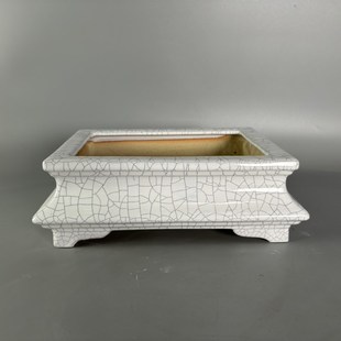 一风堂石湾花盆高温烧制收腰长发盆景盆内23x14x7cm