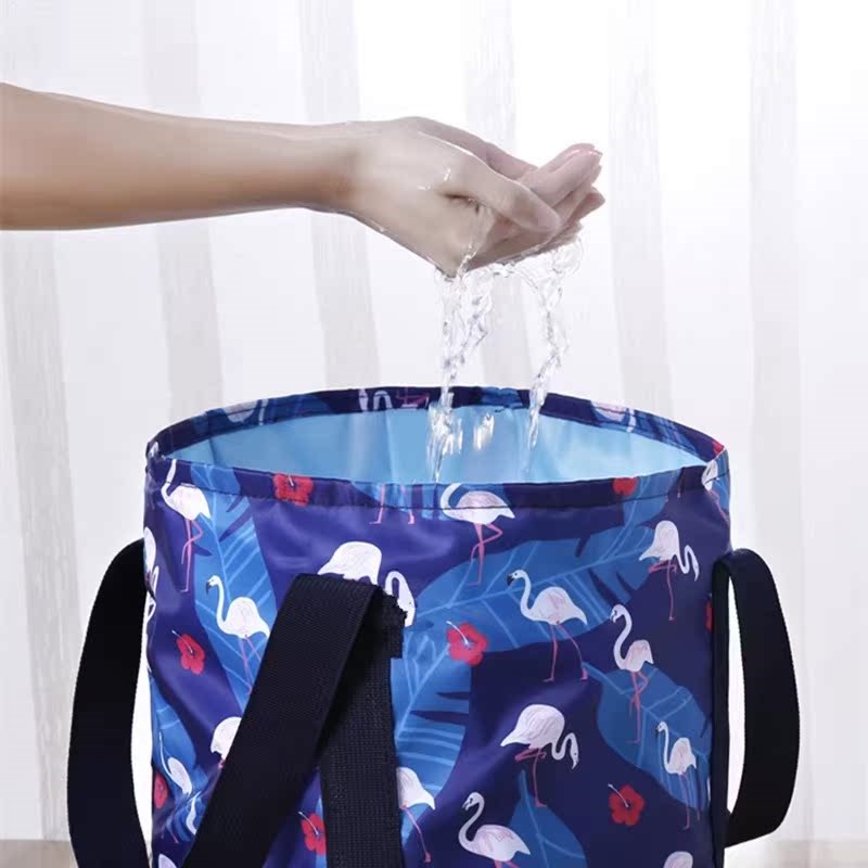 折叠水盆便携式旅行泡脚袋帆布洗衣洗脸盆户外过小腿保温高深水桶