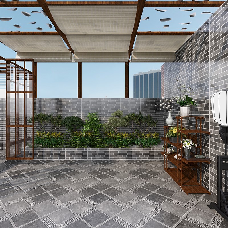 中式院子地砖 室外庭院防滑地铺砖户外花园露台防冻瓷砖仿古砖600