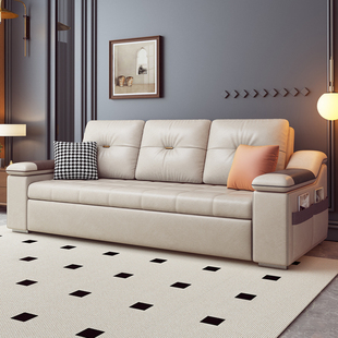 现代科技布沙发床两用客厅奶油简约小户型多功能储物伸缩折叠床