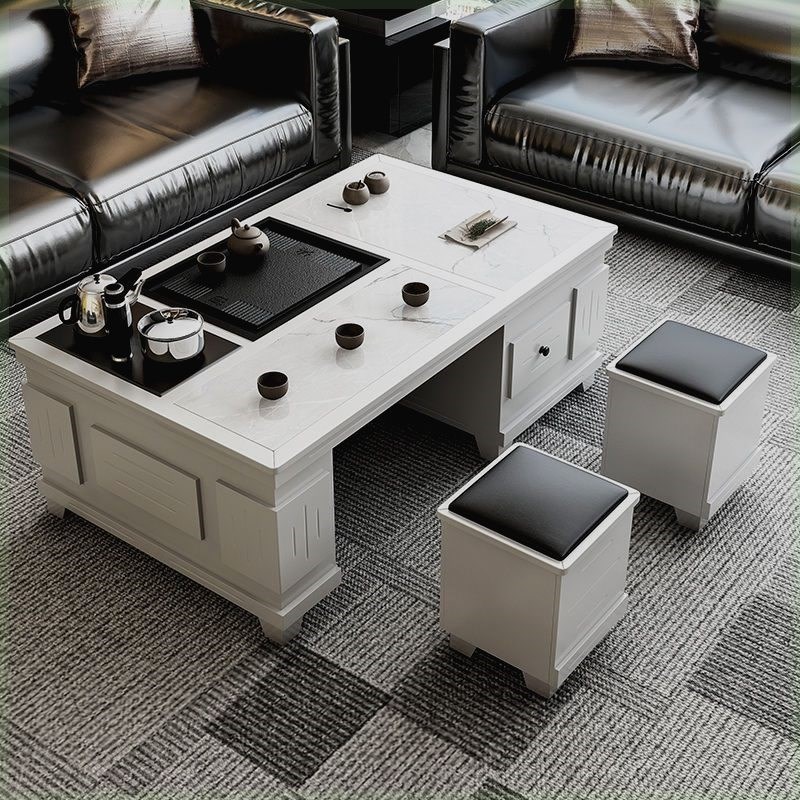 岩板功夫茶几简约现代客厅实木茶具一体式上水办公茶台及简茶几