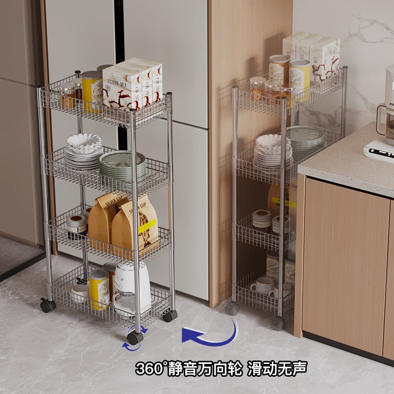 门后置物架不锈钢超薄夹缝收纳柜卫生间浴室极窄架子落地带轮移动