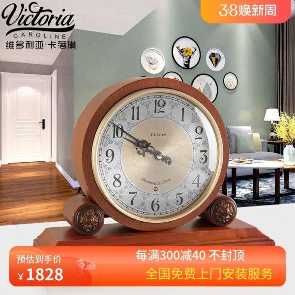 黄杨实木报时座钟欧式个性静音石英钟表家用客厅整点打点装饰台钟,家居饰品,座钟,淘宝优惠券,粉丝福利购,淘宝优惠卷