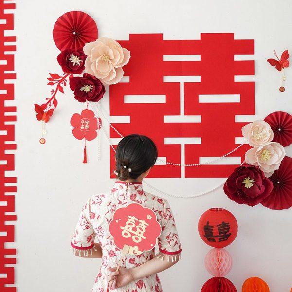 云想春色结婚婚房装饰女方新房卧室客厅喜字背景墙布置备婚用品