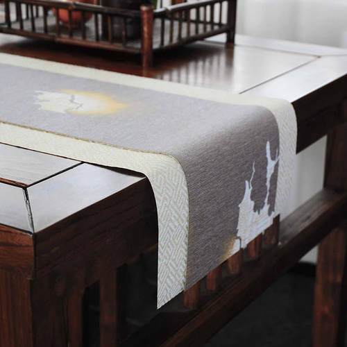 新中式防水复古茶席禅意简约茶桌旗茶垫布艺轻奢茶台茶几布茶道席