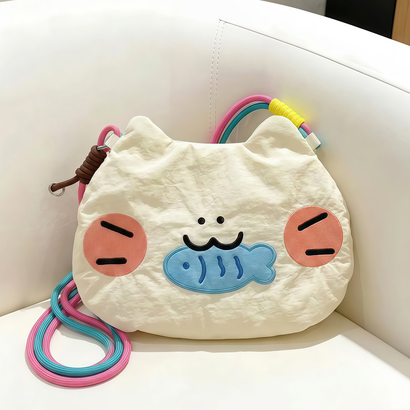 可爱猫咪斜挎包新款小众通勤轻奢款女士手机包轻便大容量单肩包