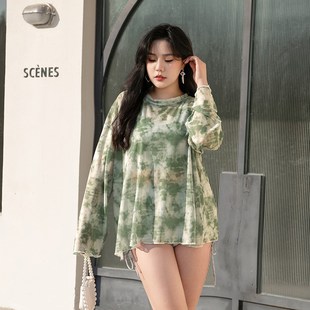 泡温泉泳装 分体三件套泳衣女微胖显瘦遮肚罩衫 ins保守加大码 韩版