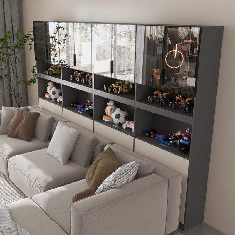 沙发后书柜客厅储物柜一体整墙带玻璃门置物架满墙书架定制展示柜,住宅家具,组合书柜,淘宝优惠券,粉丝福利购,淘宝优惠卷