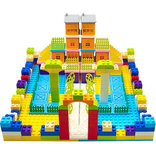 儿童搭建房子拼装积木盖别墅益智桌面8大块颗粒室内女孩3-6岁宝宝