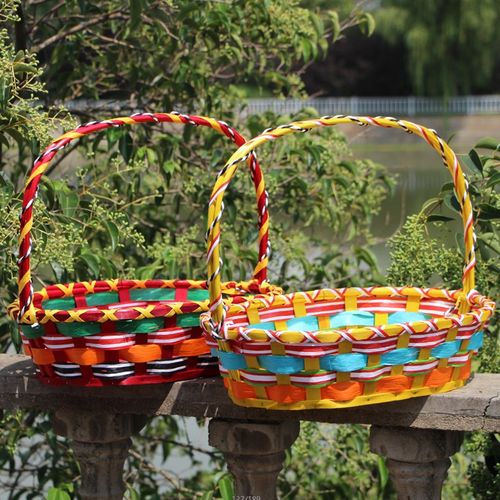 藤编彩色水果篮送礼果篮蔬菜篮采摘篮舞蹈篮插花篮鸡蛋篮手提篮柳