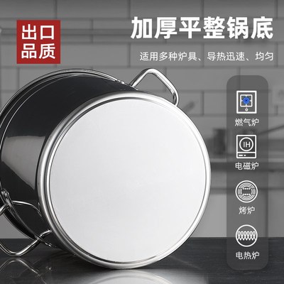 304不锈钢桶圆桶带盖汤桶商用卤桶烧水桶炖锅加厚米桶大容量汤锅