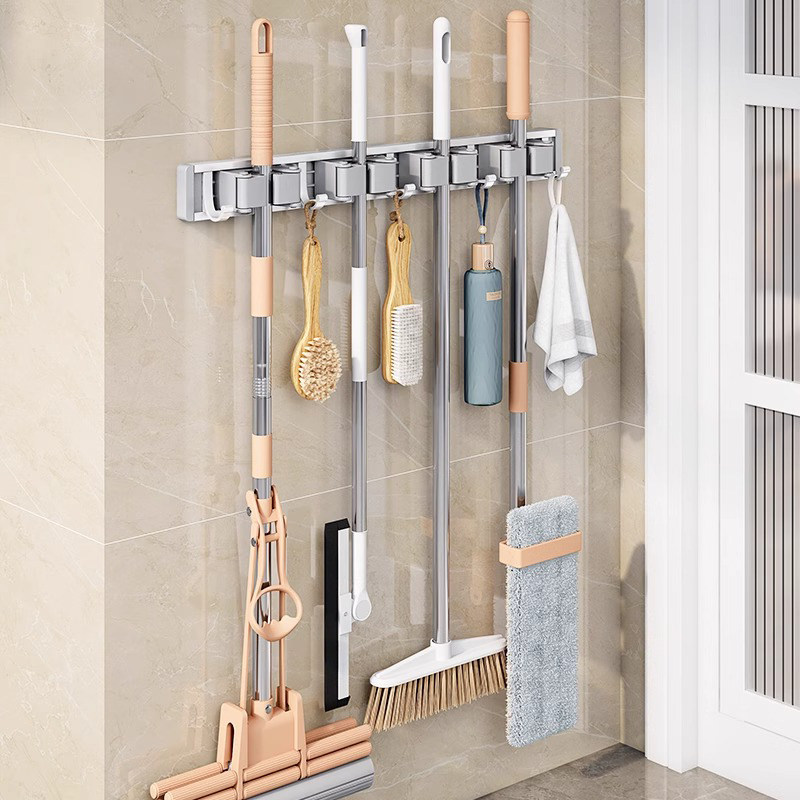 拖把壁挂夹移动挂钩免打孔浴室阳台扫把卡扣固定器置物架收纳挂件