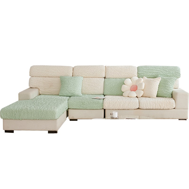 米白色泡泡纱弹力沙发笠懒人沙发套罩全包万能奶油色沙发垫防猫抓