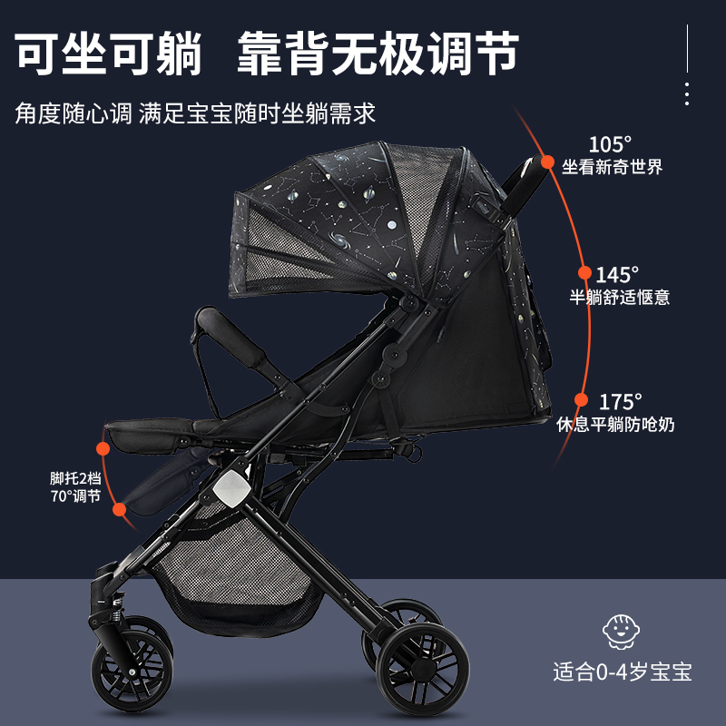 婴儿推车可坐可躺轻便摺叠可携式小宝宝伞车四轮手推车儿童婴儿车