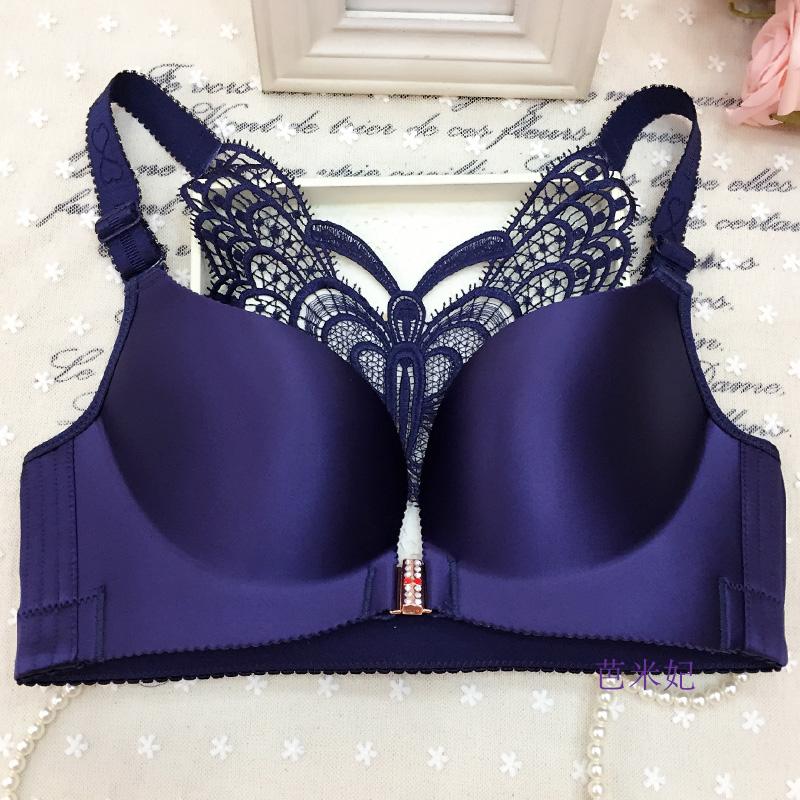 厚90B无痕纯色前扣大码文胸聚拢200斤加大美背90E95D无钢薄款内衣