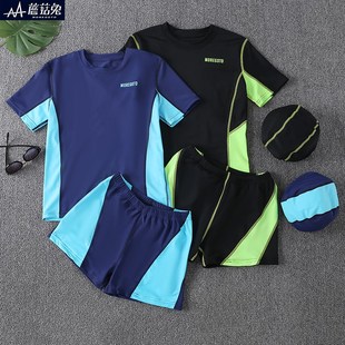 加肥加大码 套装 儿童青少年游泳衣男孩高弹 两件式 胖童泳衣男童夏季