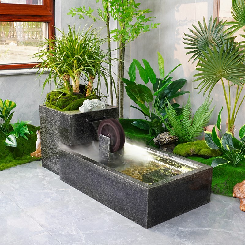 瀑布叠水庭院小型水景花园别墅景观循环流水摆件流水喷泉阳台摆件
