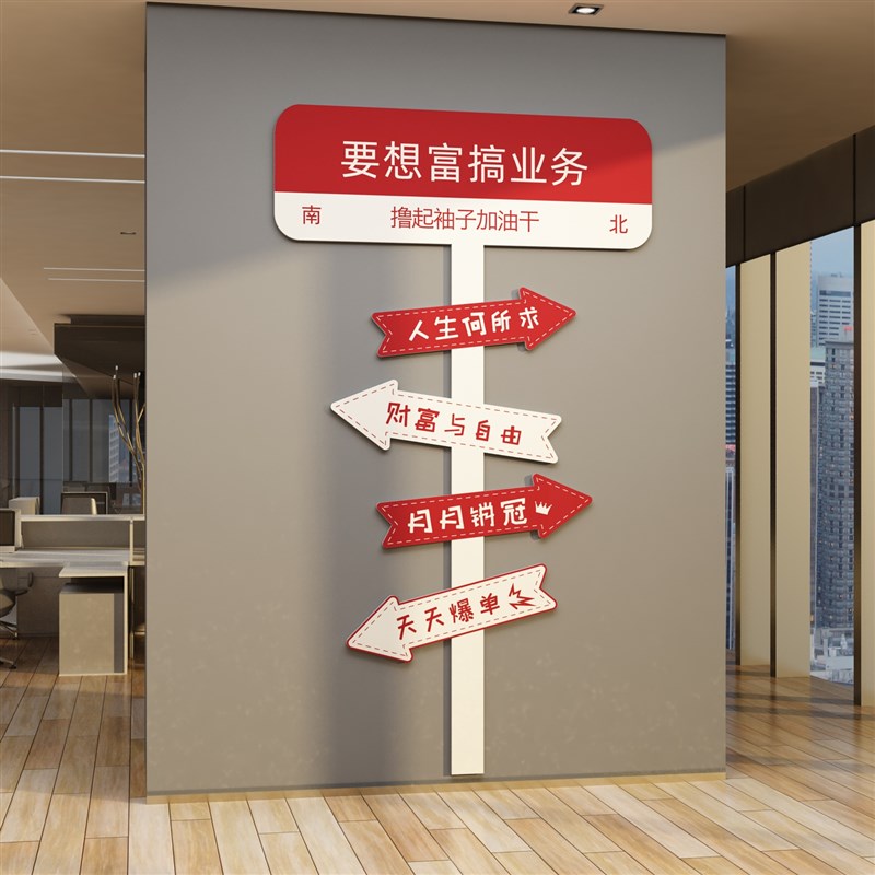 企业文化办公室墙面装饰团队激励志销售部标语公司形象背景墙布置
