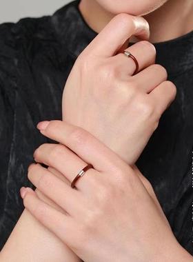 鸡血藤戒指男女单l身情侣对戒小众简约素尾戒本命年小指木手工戒
