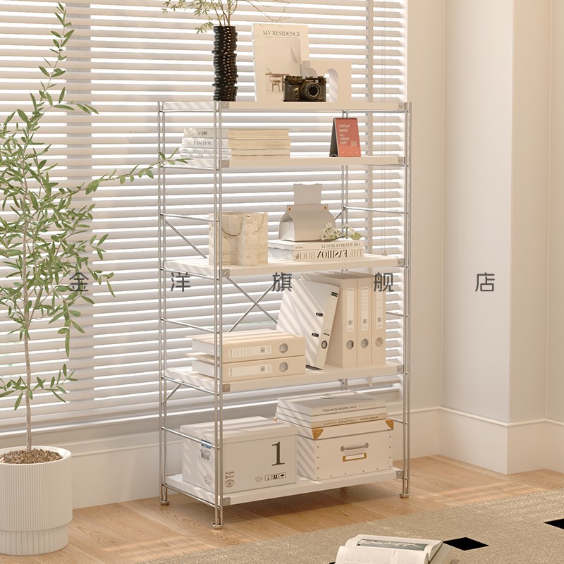 置物架白色落地家用简约现代收纳架书架储物架厨房客厅阳台置物架