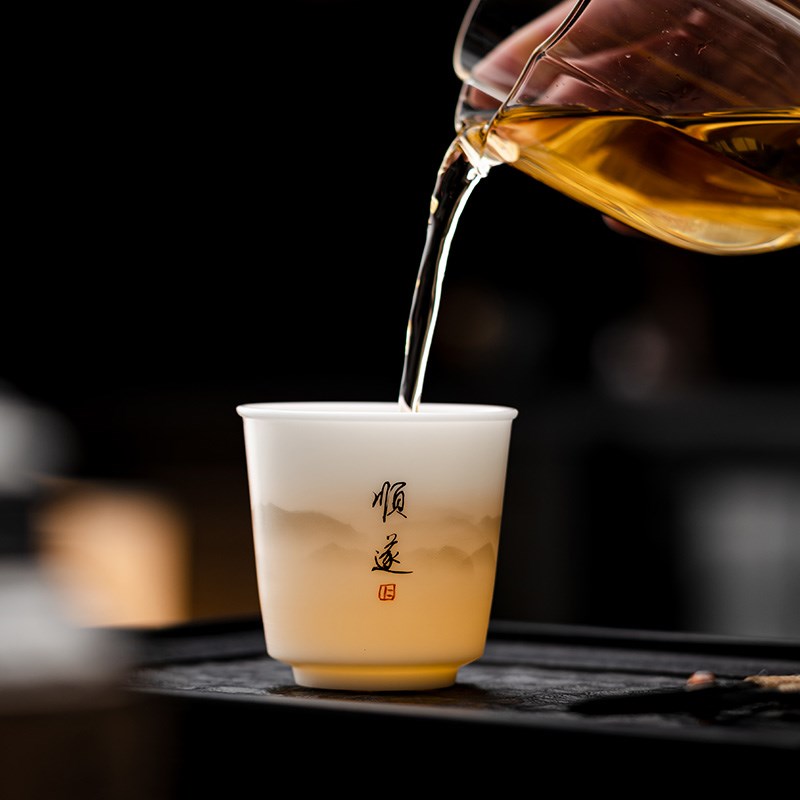 冰种玉瓷茶杯手写主人杯个人陶瓷单杯2024新款品茗杯定制