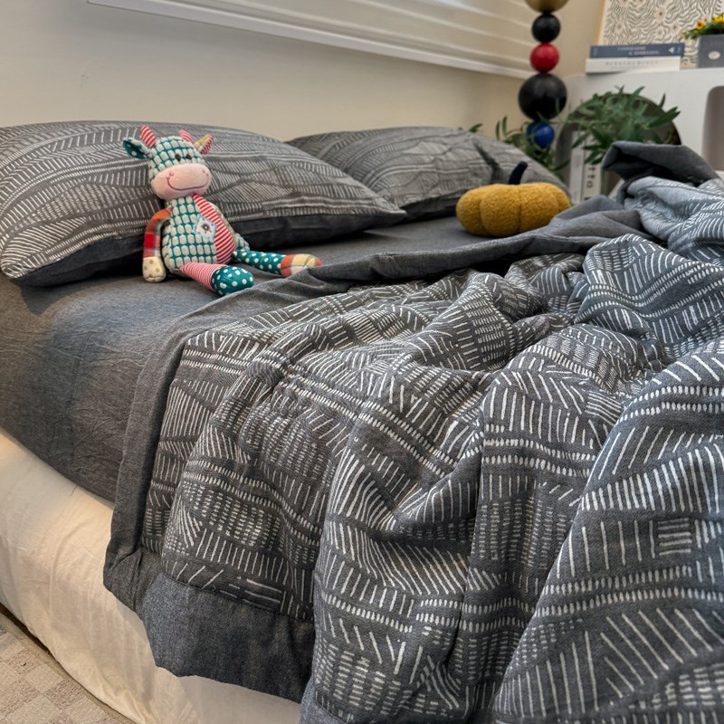 全棉色织提花三层纱夏凉被四件套学生宿舍单人夏被空调被薄被子