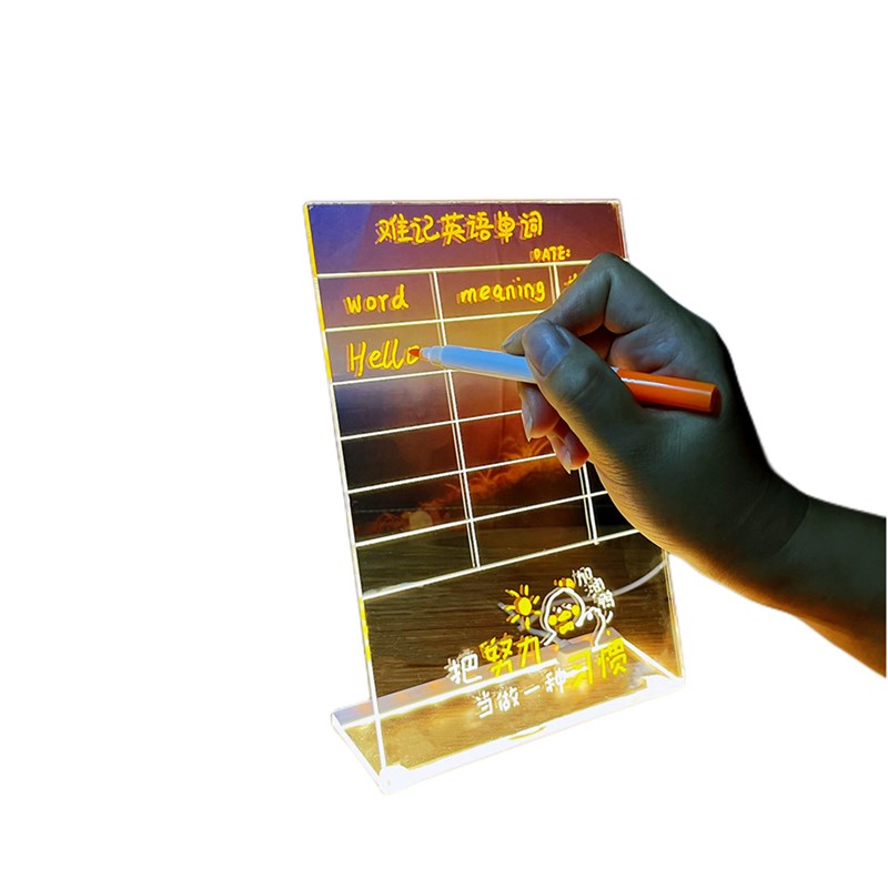 L形磁吸可擦写压克力发光记事留言板家用儿童写字板桌牌桌牌白板