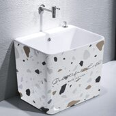 元 匠北欧大号洗拖把池家用阳台卫生间陶瓷拖把盆拖布盆带龙头孔