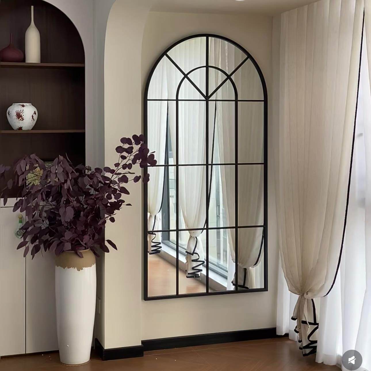 法式客厅入口拱镜全身镜壁挂镜梳妆镜家用落地镜装饰镜装修镜