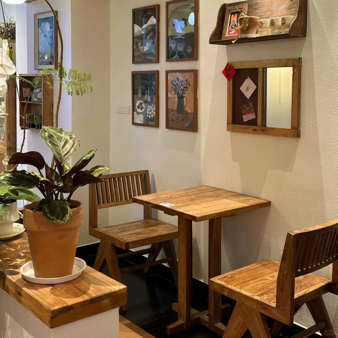 侘寂风老榆木餐桌椅实木覆古民宿咖啡桌中古边几洽谈桌创意方桌子