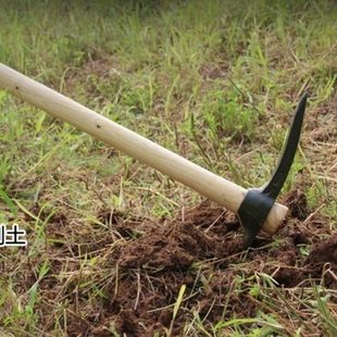 户外野战便携野营钢镐车载洋镐木柄耐用轻便军绿战备锹镐小铁镐