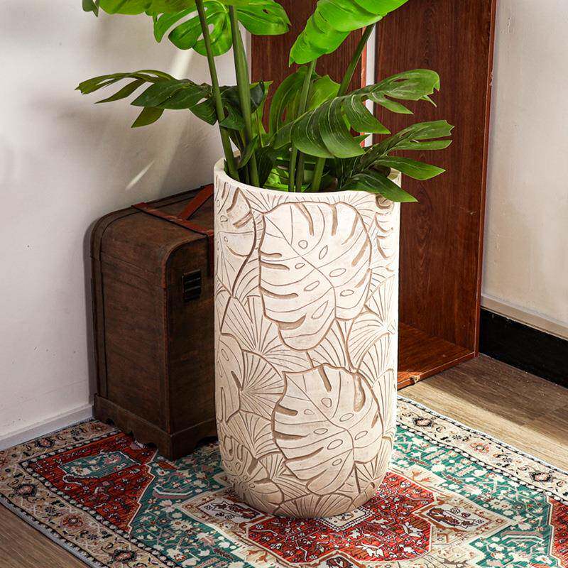 轻MWT奢镁泥用养花盆特大号家室内客厅电视柜高脚深款落龟背竹地