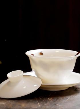 德化白瓷脂玉茶具套销装客厅盖碗茶杯品礼定66272制logo厂家直羊