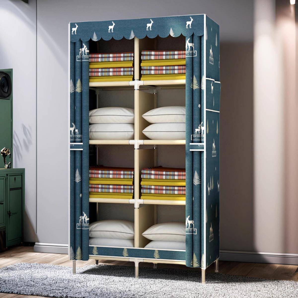 出租房易衣柜家用卧室衣橱儿童简收纳架约现代钢管非简实KTU木布