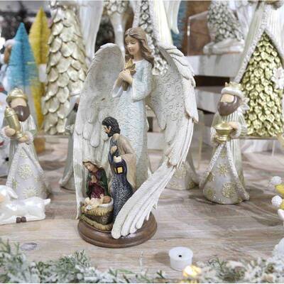 桌面浮雕人礼品翅膀物效果花纹家组合摆饰天001-1980使欧式树脂节