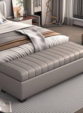 式床尾凳息衣帽间凳储物沙发凳休长卧室床前床UMK榻收纳换鞋凳脚