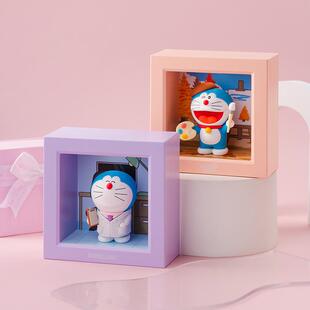 哆680啦A梦职业列系ini相框小夜灯机猫桌面摆件便携床头m灯感应器