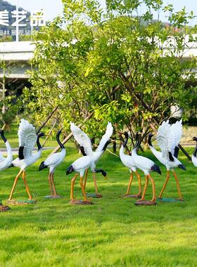 仿真仙鹤摆件丹顶雕鹤塑水花园庭院假山璃池玻钢动BL0001物园林景