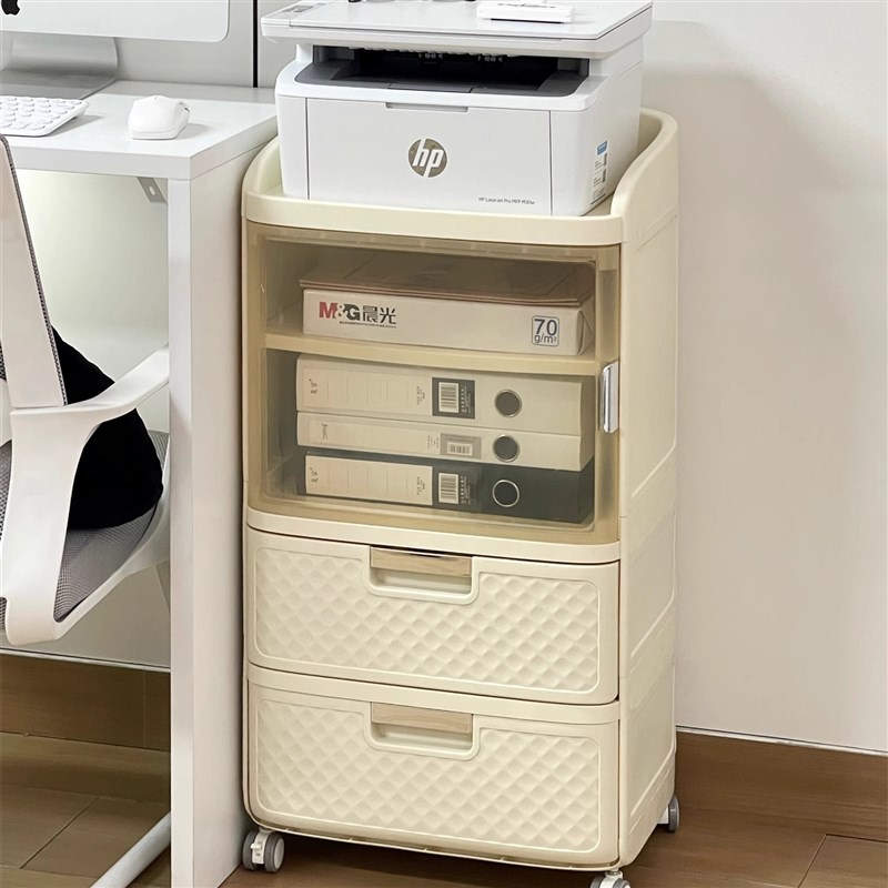 办公室打印机置物l架落地可移动小推车文件收纳架工位多层储物架