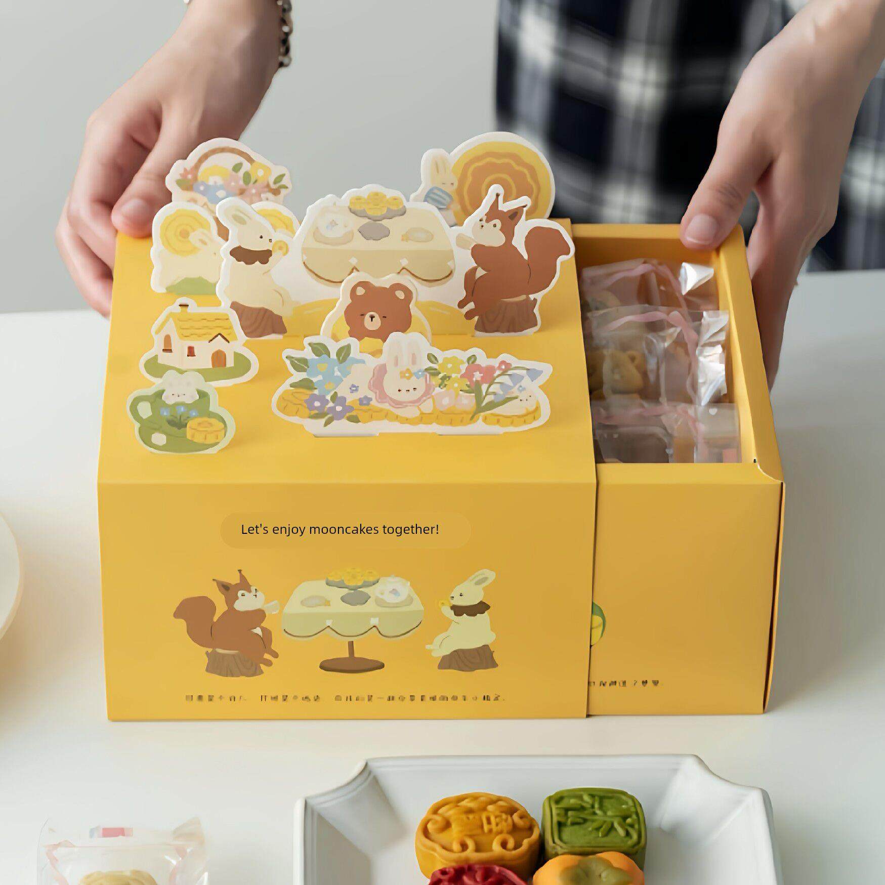 新款卡通迷你月饼包装盒蛋黄酥中秋礼盒冰皮流心mini月饼盒子