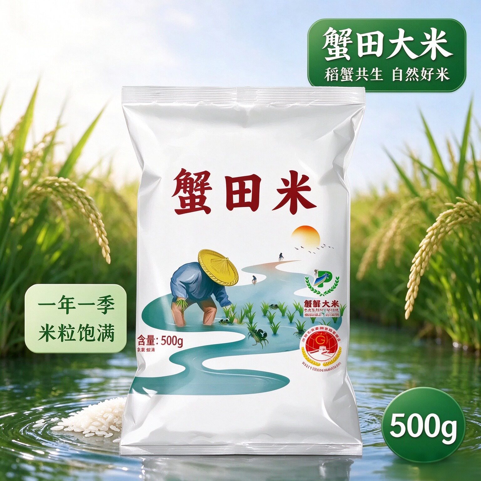 禾佳堂盘锦蟹田米现磨新米500g