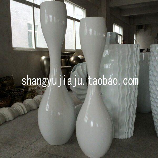 保龄球玻璃钢落地花瓶简约客厅大花器花插酒店会所样板房摆件饰品