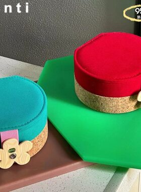 Sénti《The Dasiy》小雏菊撞色双层绒面木纹首饰盒收纳 可爱家居