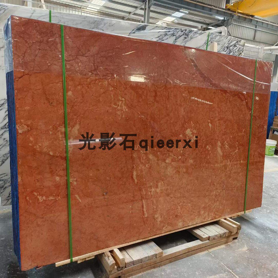 珊瑚红色大理石桌面板岛台室内背景墙装饰天然大理石天然石材