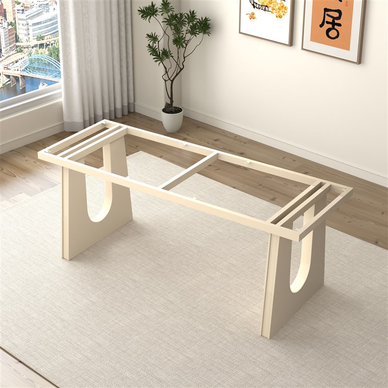 覆古实木桌桌腿支架岩板奢石餐桌底D座桌脚茶桌书桌桌面支撑桌脚