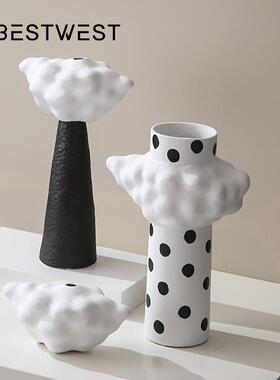 博西家居后现抽象波点代云瓷花瓶家居玄关样板YQTC21-0间陶软朵装