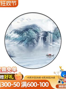 客厅入SF637072户玄壁关装画饰画圆形新中式山水挂背景墙厅饭厅画