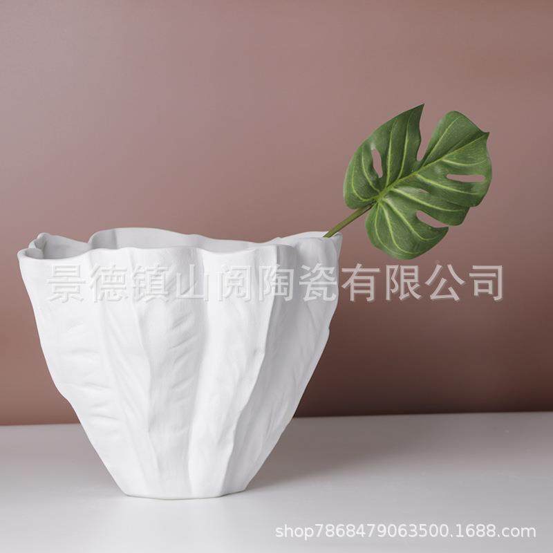 素烧花瓶样板房家品居软装饰叶黑荷形白民ZWC宿售楼处桌面插花器,橡塑材料及制品,工业陶瓷,淘宝优惠券,粉丝福利购,淘宝优惠卷
