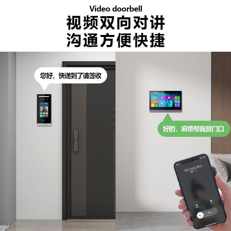 楼宇小区单元门禁系统人脸识别别墅远程家用监控智能可视门铃