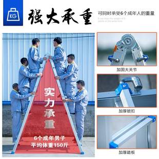 工厂携加厚铝合YT ALG3金折家梯工程梯多功能小巨人便用人字梯伸